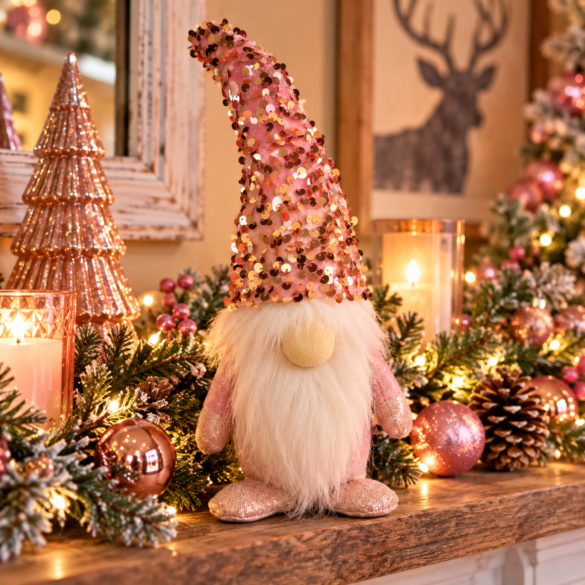 Holiday Gnome Pink Sparkle