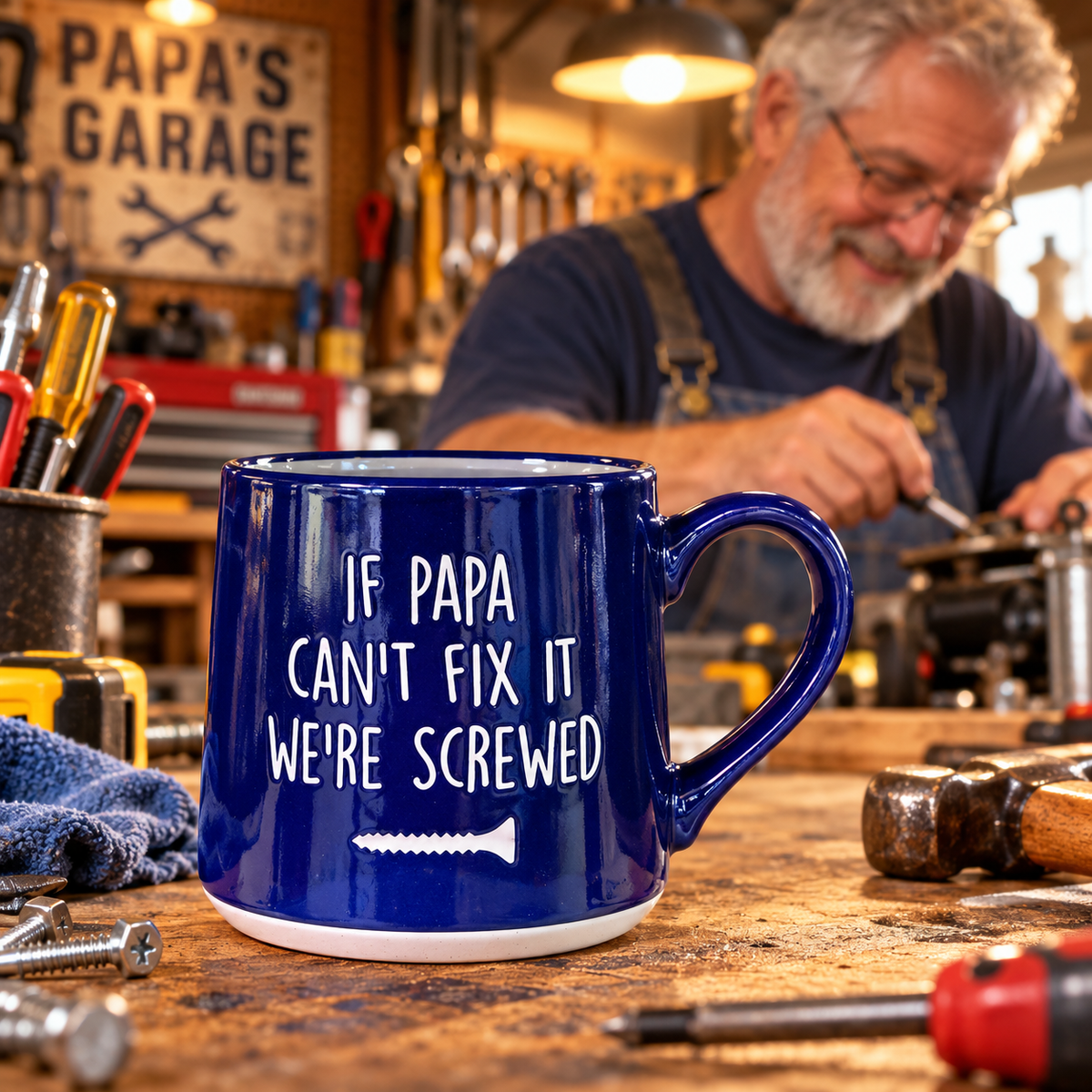 Flat Bottom Coffee Mug If Papa Can't Fix It We Are Screwed