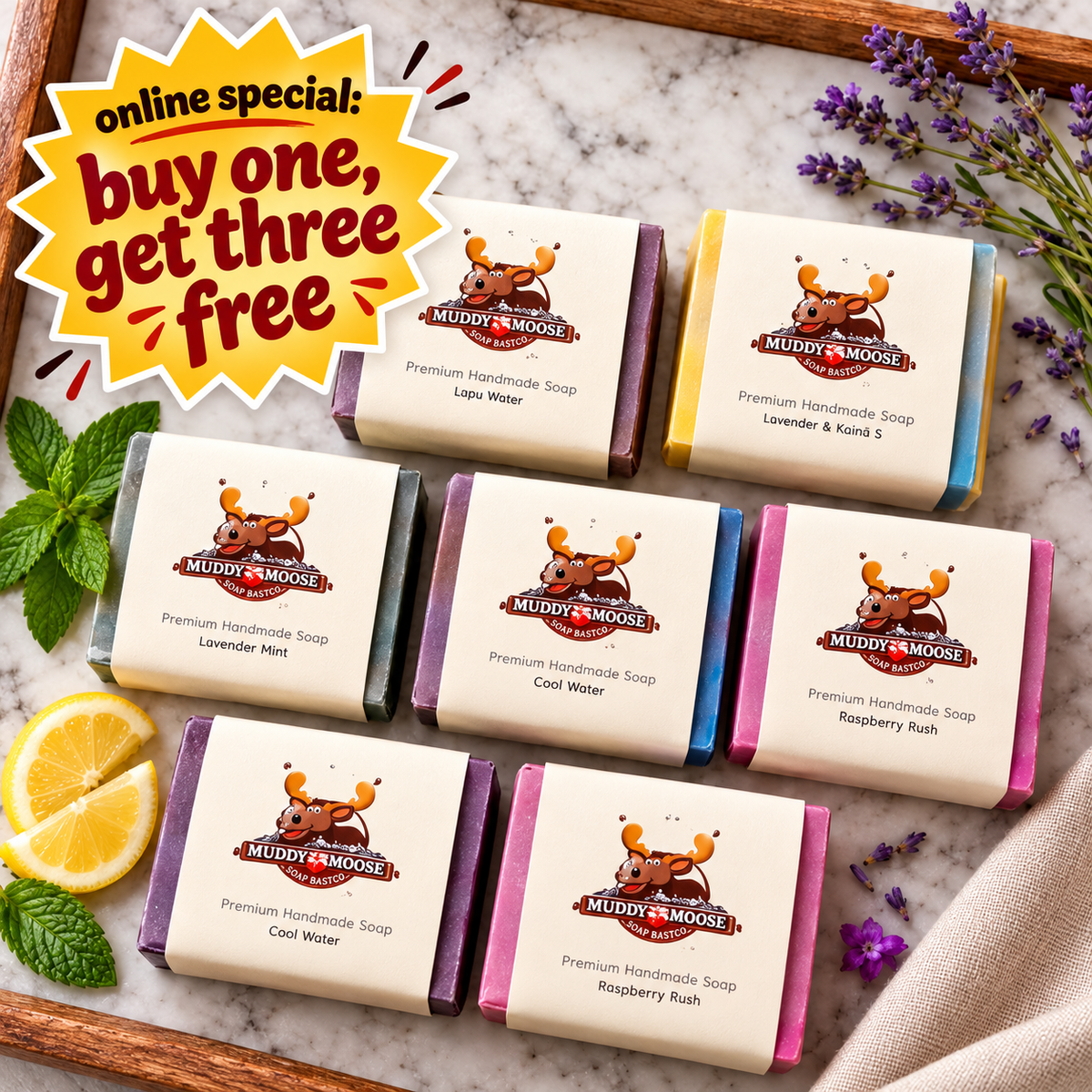 BUY 1, GET 3 FREE Handmade Soap (**online special only, not in store)