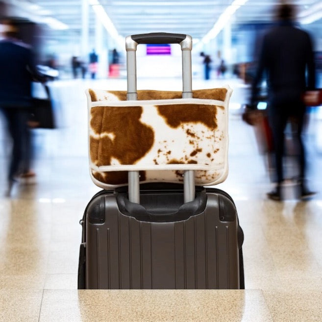 Cowhide Travel Blanket Pillow