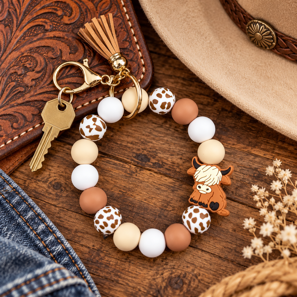 Silicone Key Chain Highland Cow