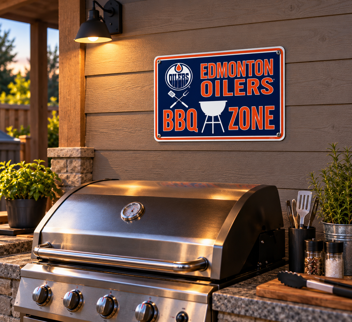Edmonton Oilers BBQ Zone Sign - 15"x10"