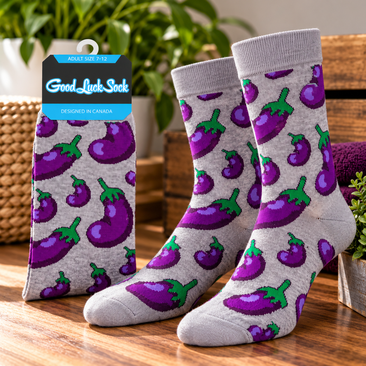 Good Luck Socks Eggplant