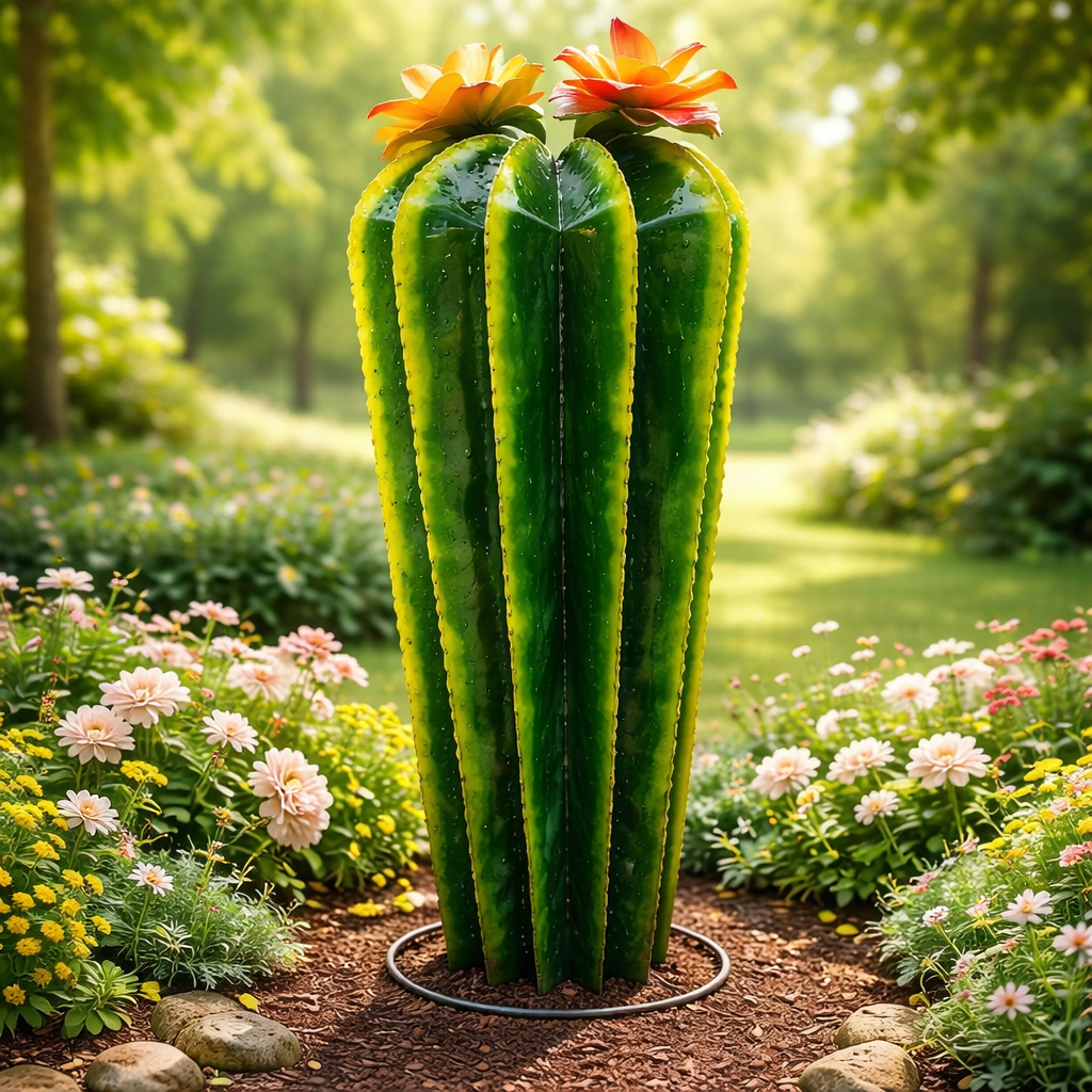 Outdoor Metal Barrel Cactus 3 feet