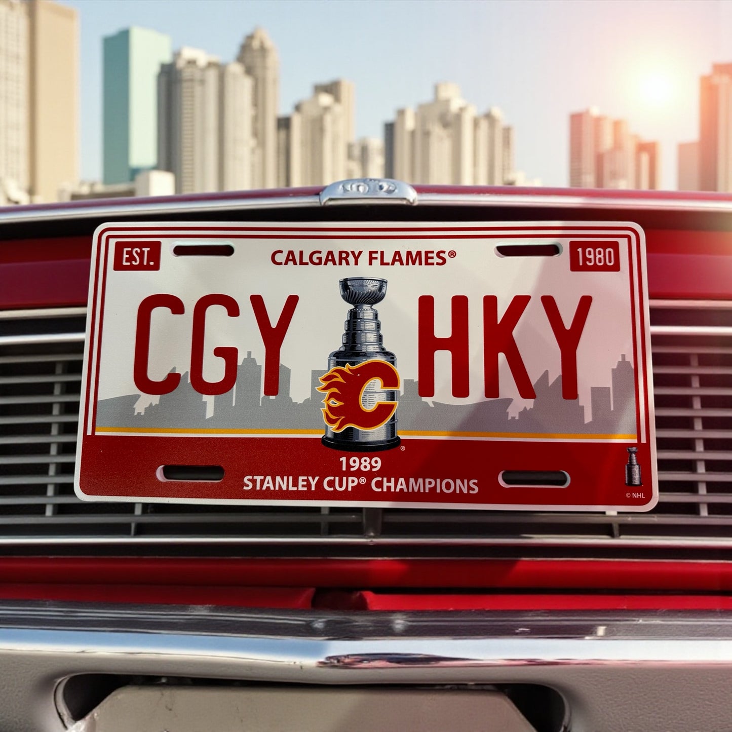 Hockey Lovers License Plate Cover Flames