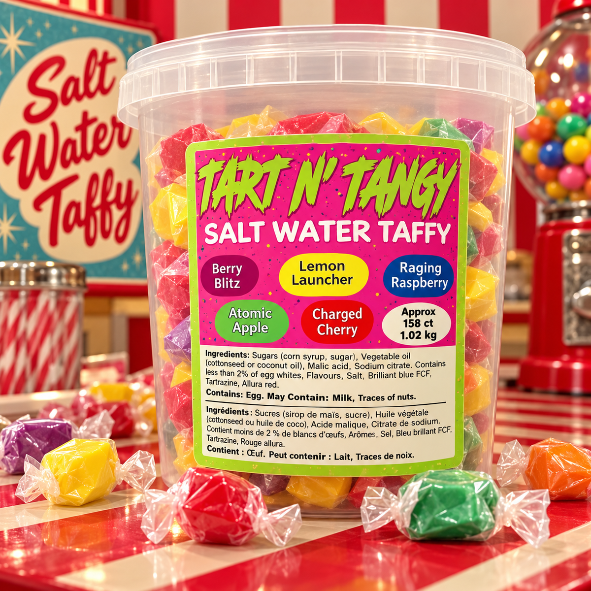 Retro Candy Tart N' Tangy Salt Water Taffy (3 pieces)