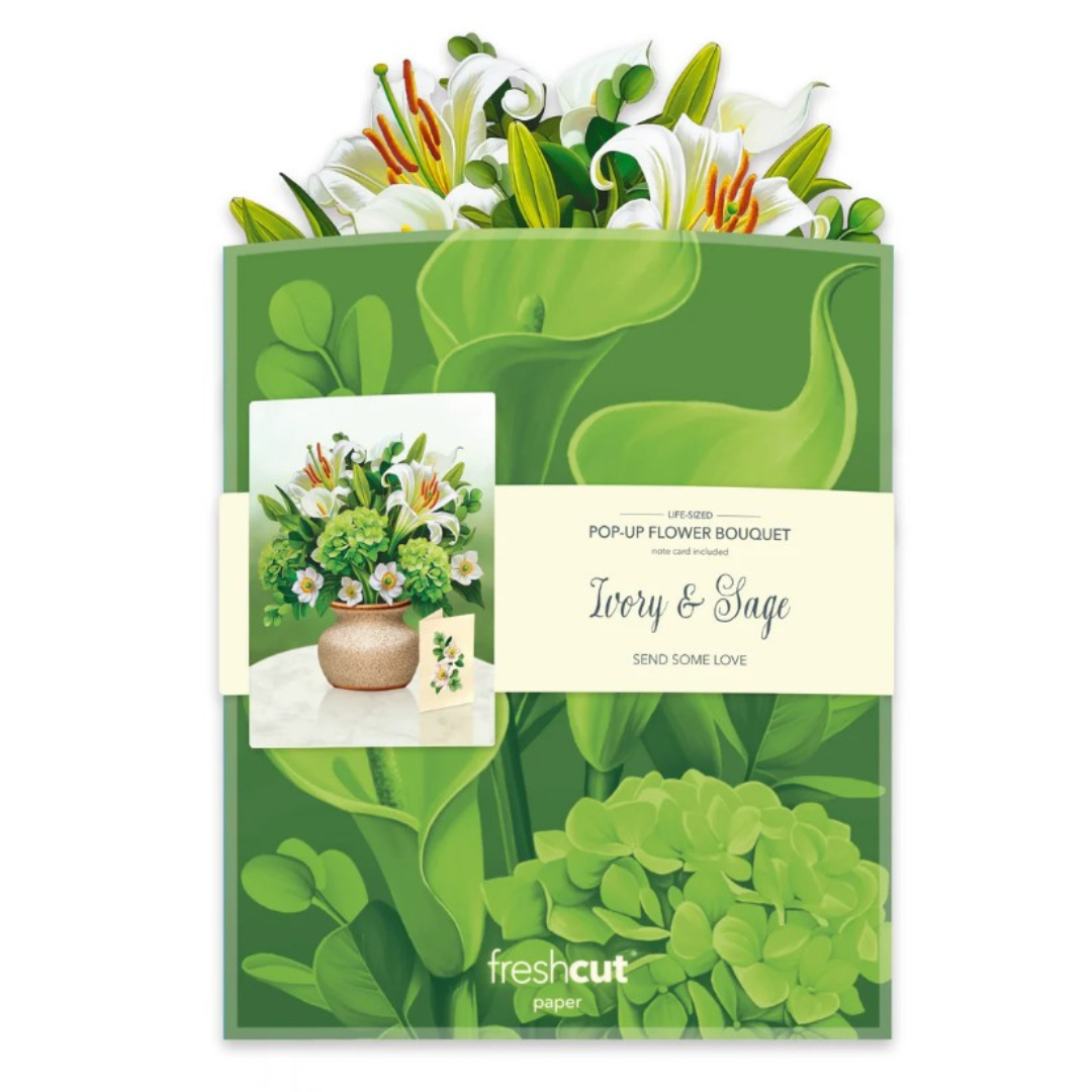 Freshcut Paper Pop Up Cards Ivory Sage