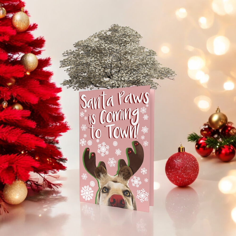 Greeting Card Santa Paws is Coming to Town