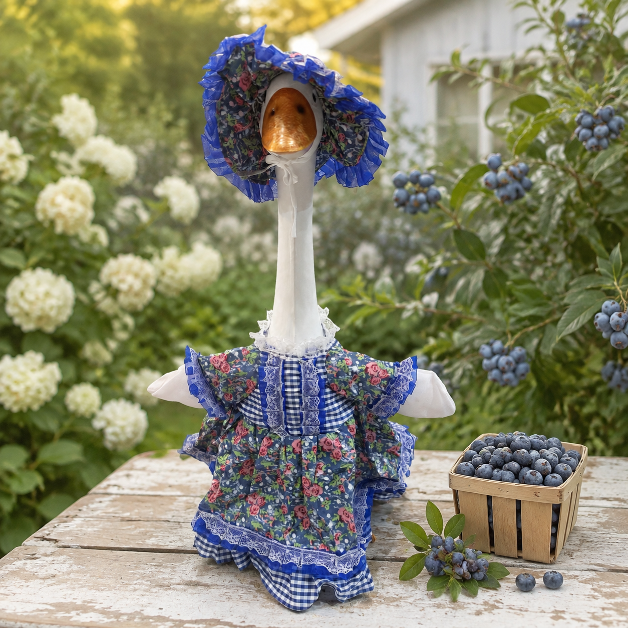 Porch Goose Outfit Blue Floral Dress