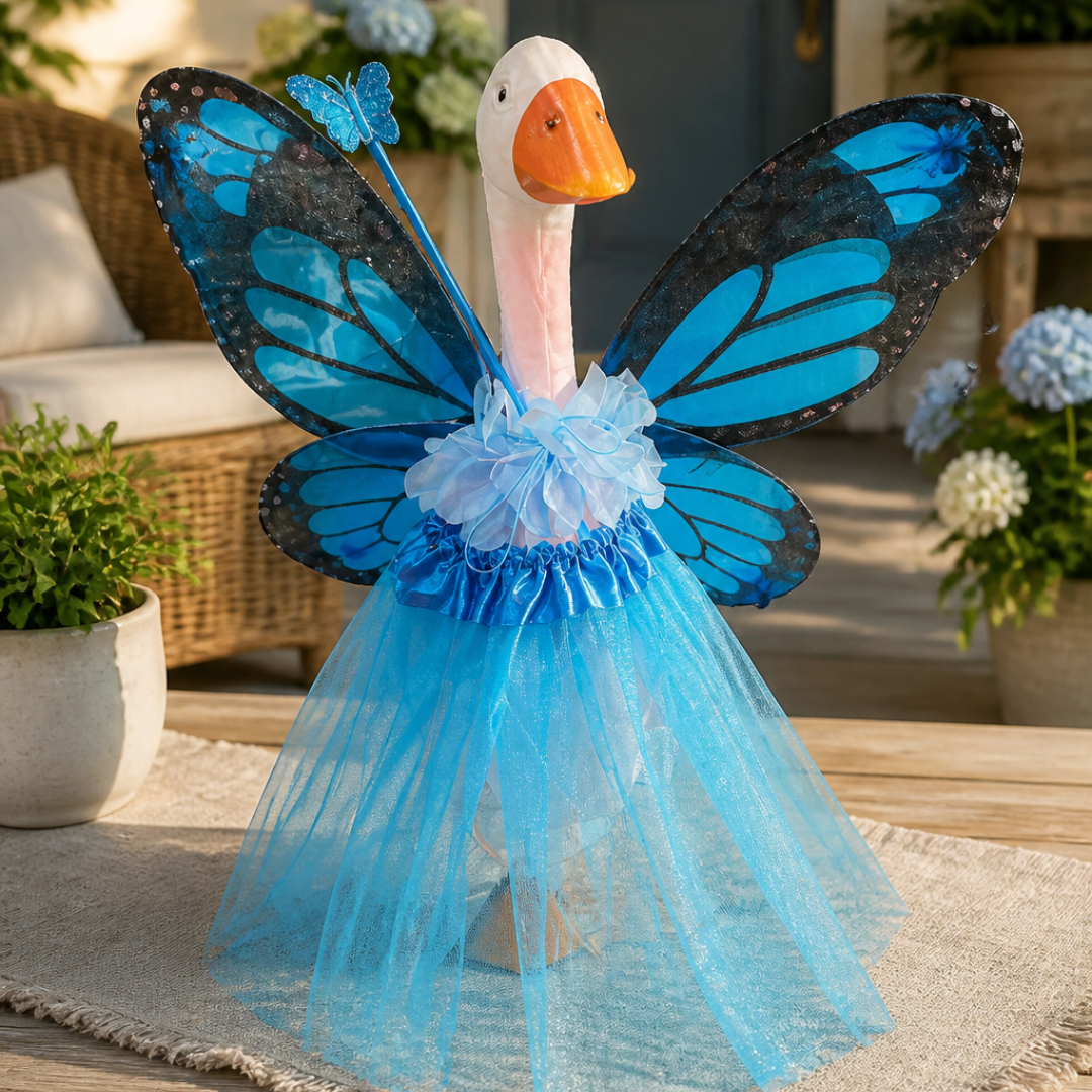 Porch Goose Outfit Blue Butterfly