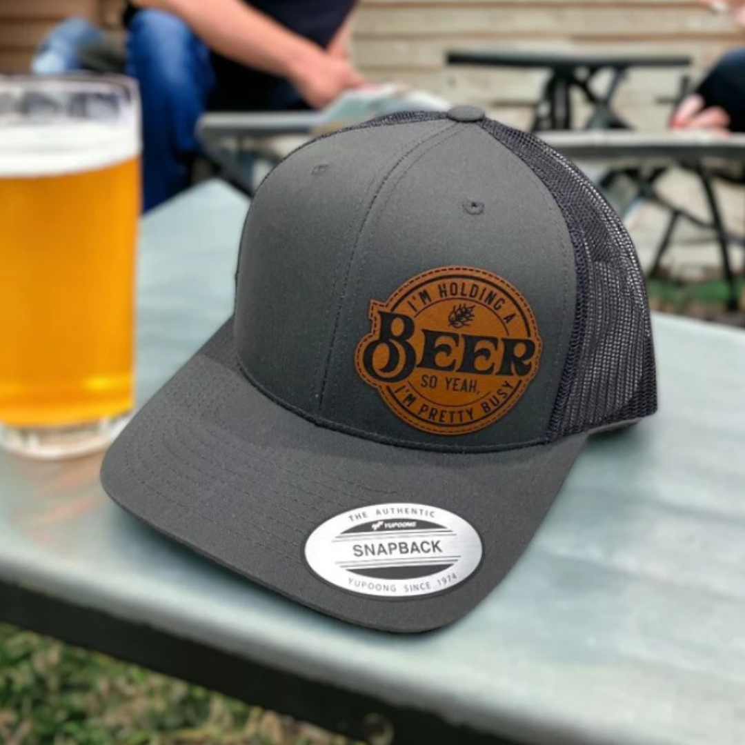Leather Patch Hat I'm Holding a Beer