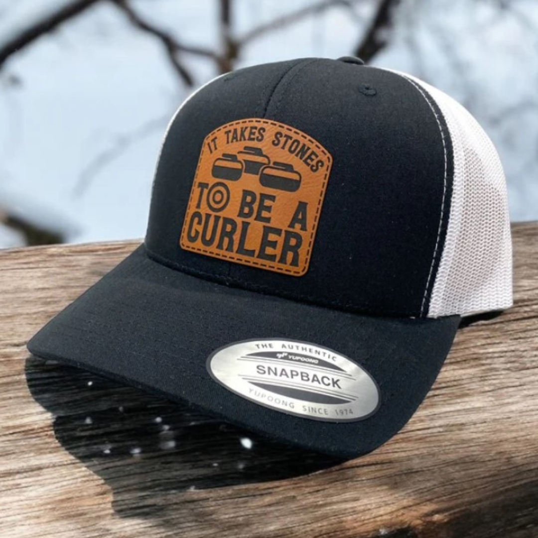 Leather Patch Hat It Takes Stones to Be a Curler