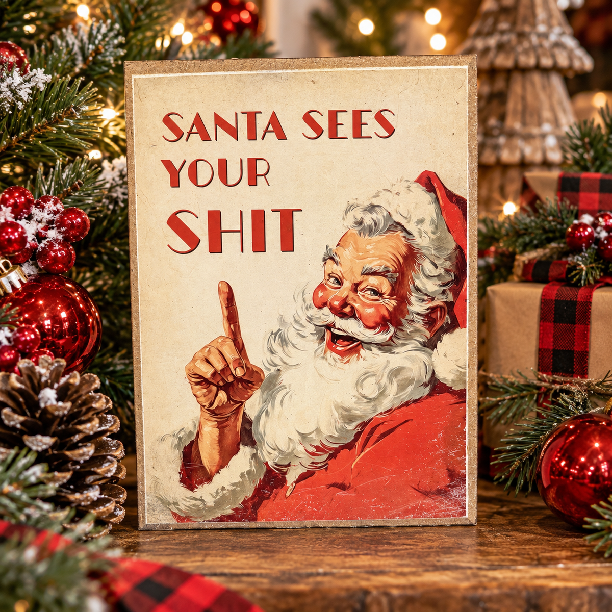 Jan Michaels Sign Santa Sees Your Shit