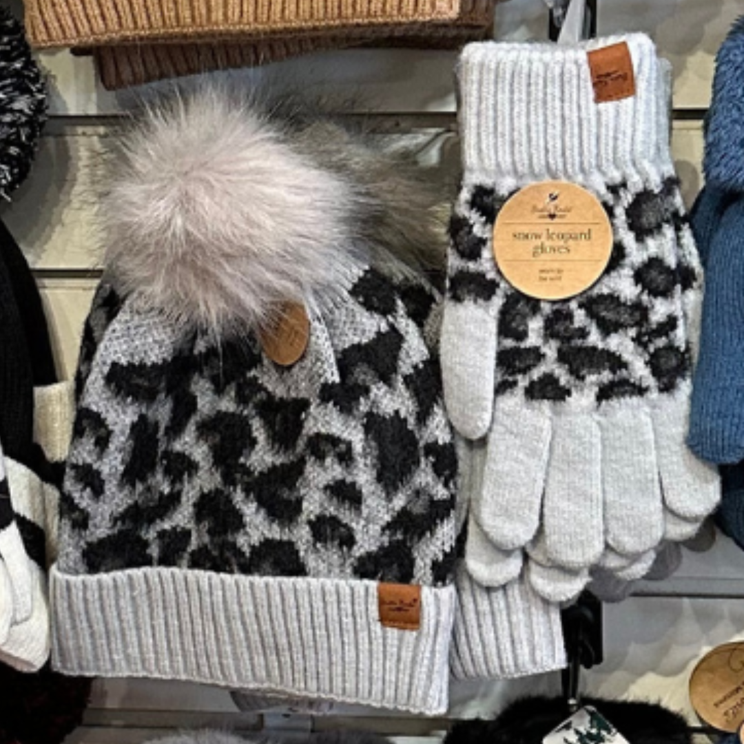 Snow Leopard Pom Hat Grey