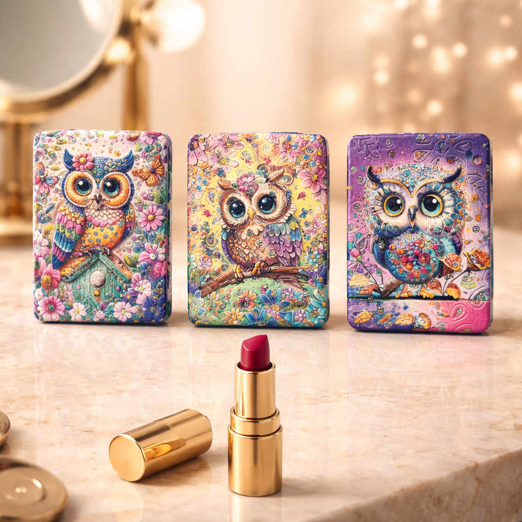 Summer Compact Mirror Owl