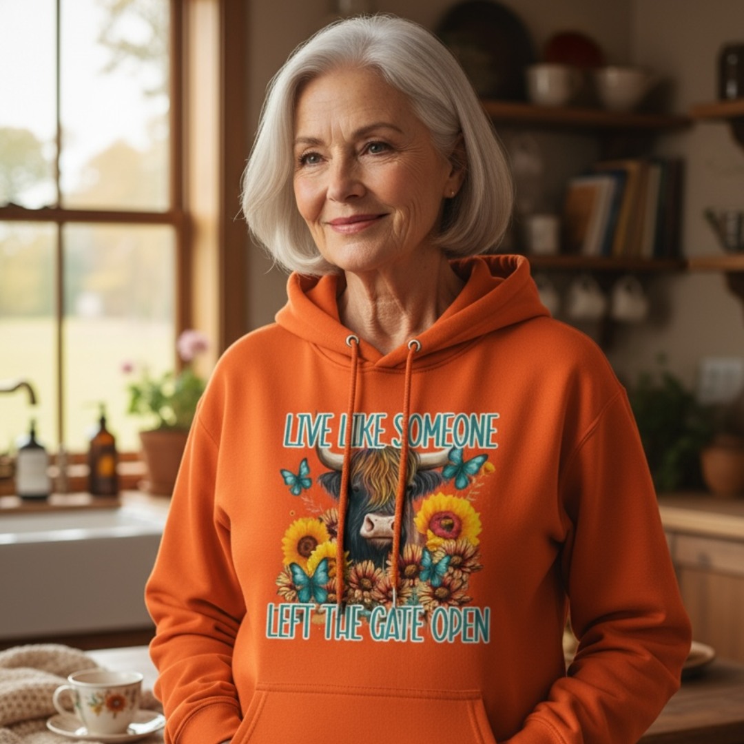 Hoodie Live Like Someone Left the Gate Open Orange