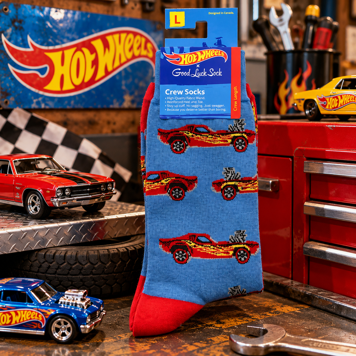 Good Luck Socks Men's Hotwheels