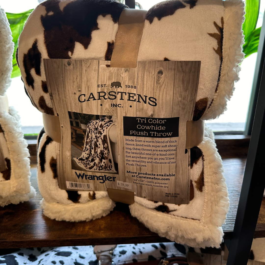 Wrangler Cowhide Plush Throw