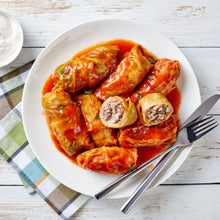 Load image into Gallery viewer, Tray of Large Cabbage Rolls (beef and rice) in sauce *16 per

