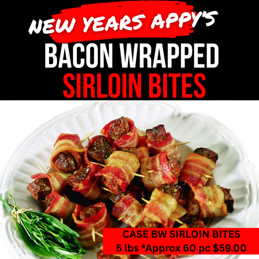 CASE Bacon Wrapped Sirloin Bites 5 lbs *Approx 60 pc per case