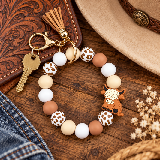 Silicone Key Chain Highland Cow