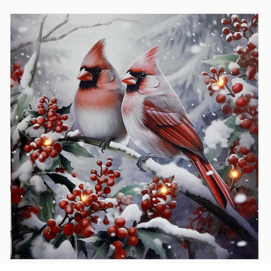 Glow LED Canvas Wall Art Cardinal