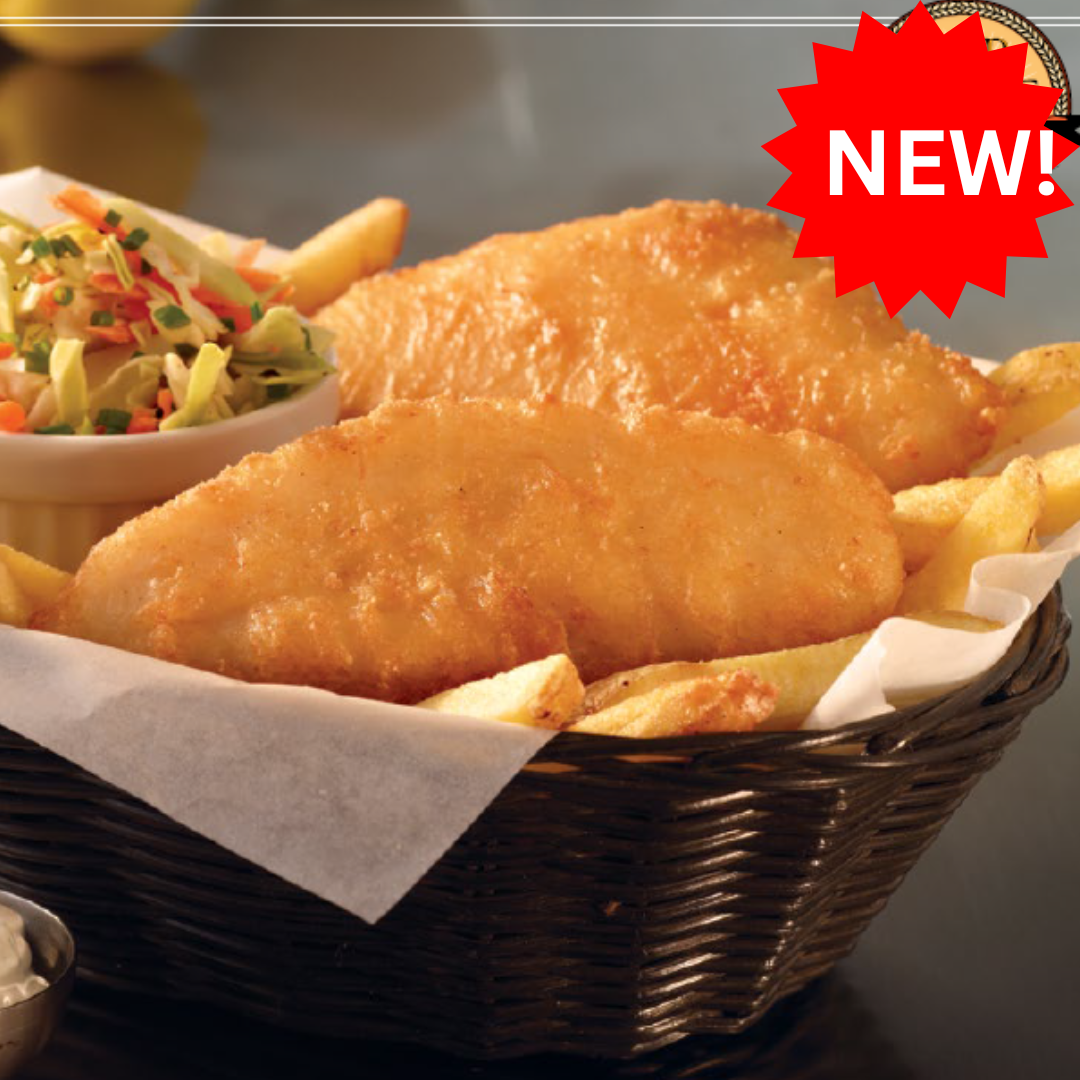 PRICE DROP! Case Highliner Beer Battered Cod 10 lbs 3.8 oz portions