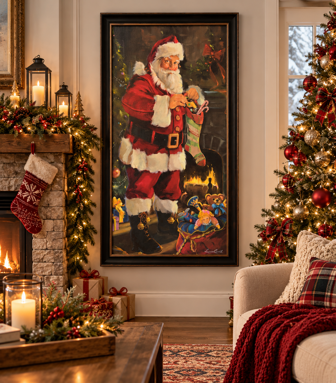 40% OFF Christmas Home Decor Picture Santa with Stocking