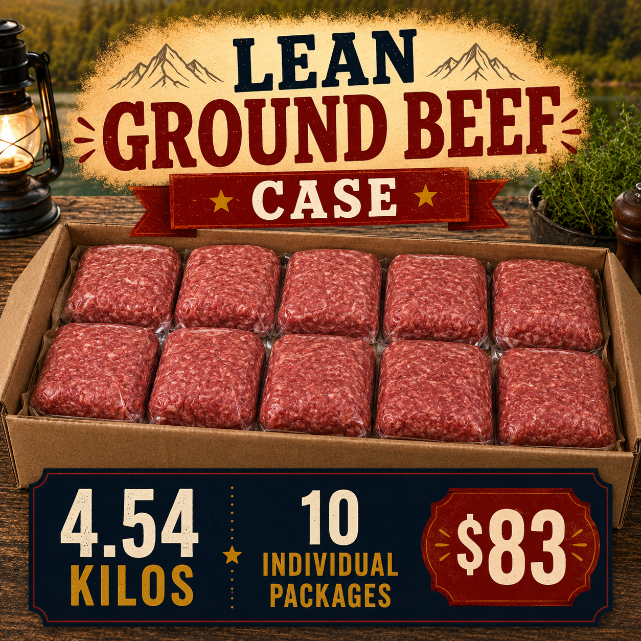 CASE Lean Ground Beef 4.54 kg (10 individual 454 g packages)
