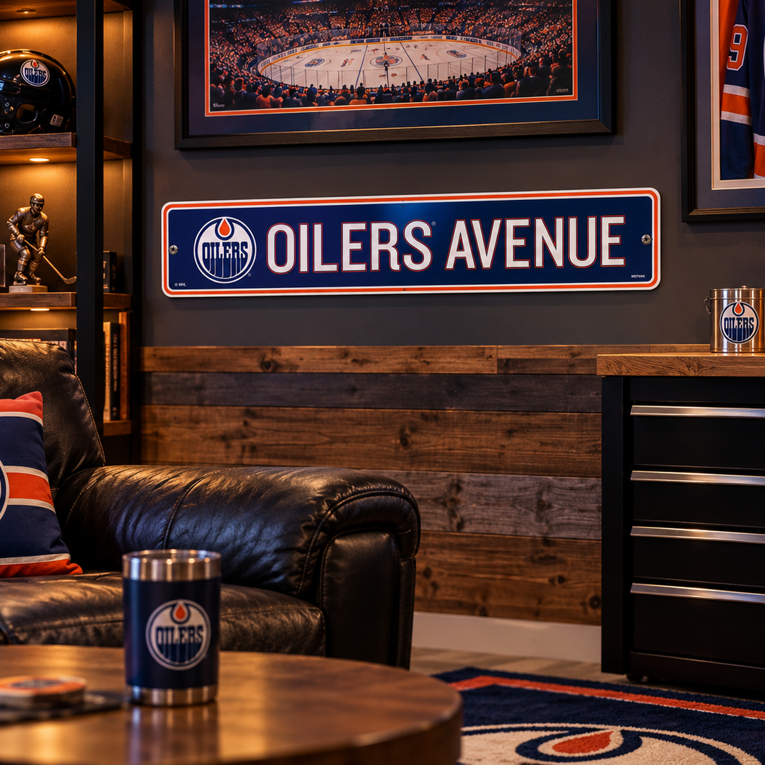 Edmonton Oilers Avenue Sign - 23"x4"