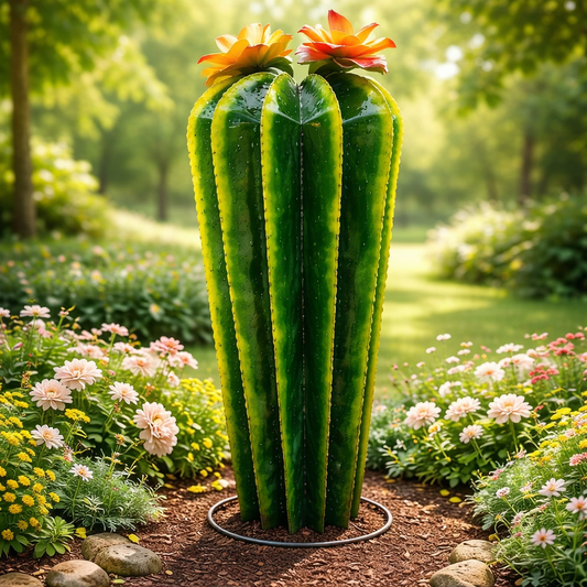 Outdoor Metal Barrel Cactus 3 feet