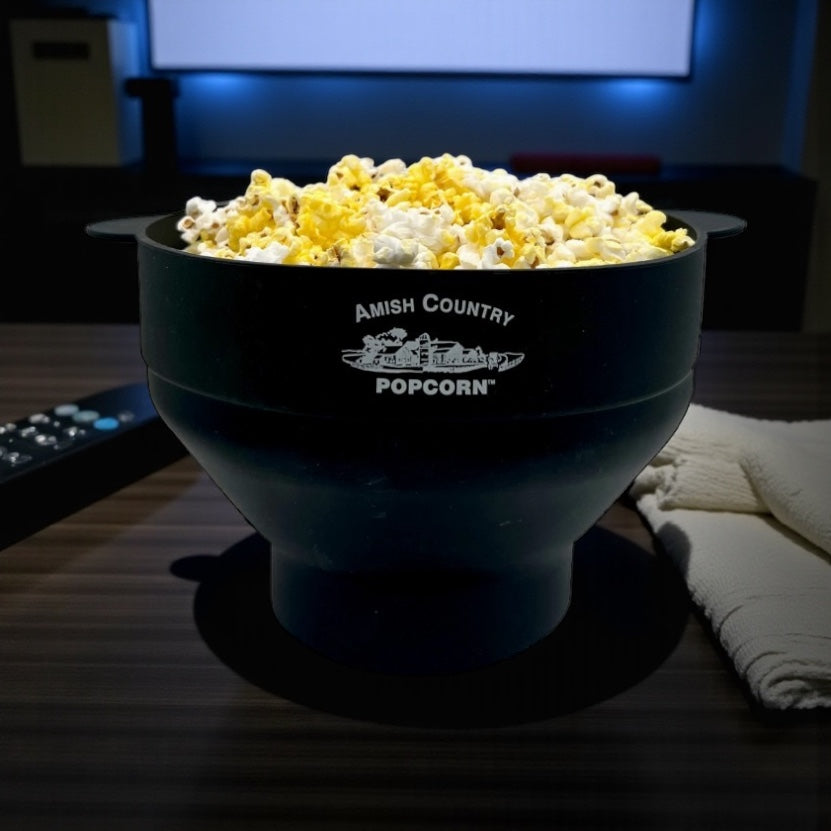 Amish Country Popcorn Silicone Microwave Popper Black