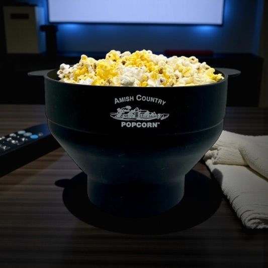 Amish Country Popcorn Silicone Microwave Popper Black