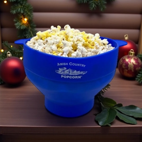 Amish Country Popcorn Silicone Microwave Popper Blue