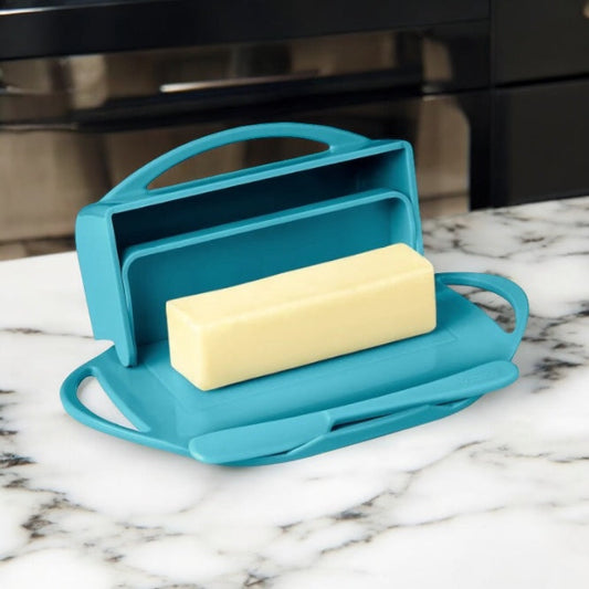 Butterie Flip-Top Butter Dish with Spreader Aqua