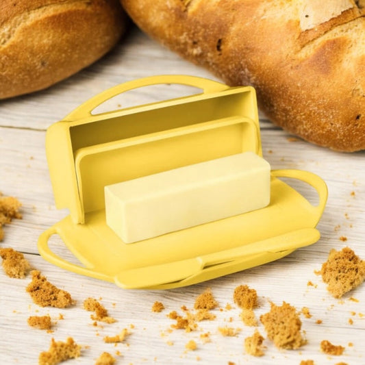 Butteries Flip Top Butter Dish Yellow with spreader