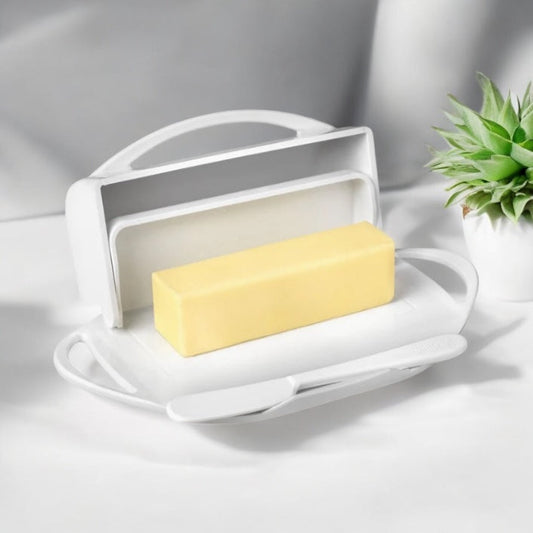 Butterie Flip-Top Butter Dish with spreader White