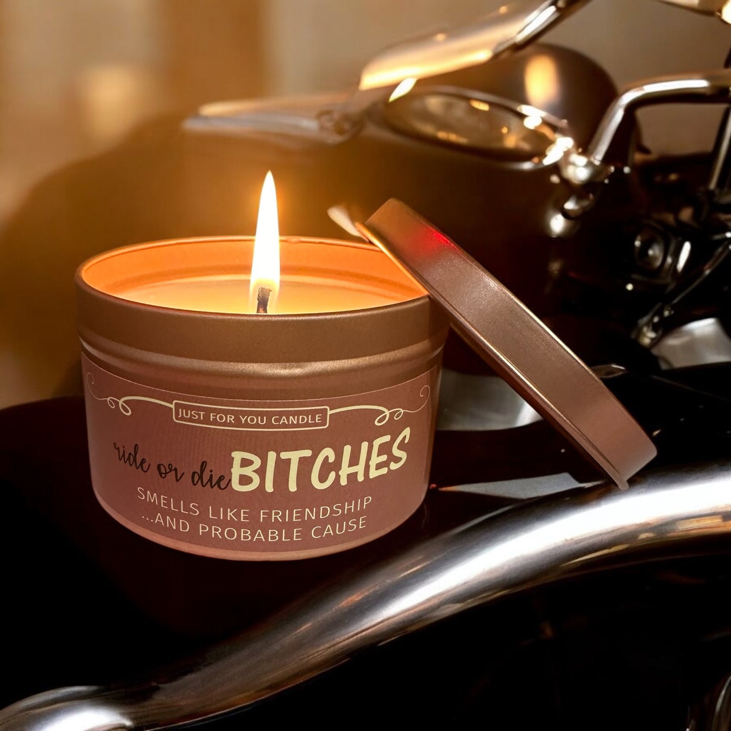 Funny Tin Soy Candle Ride or Die Bitches