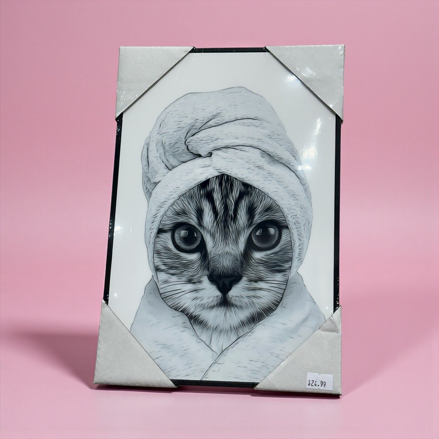 Funny Bathroom Sign Cat in Towel