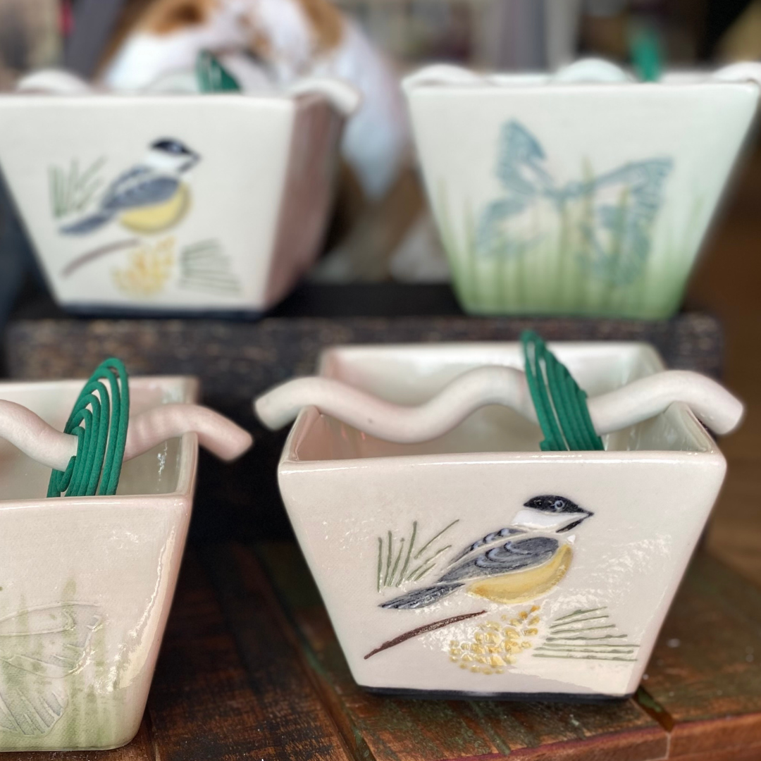 Handmade Ceramic Mosquito Coil Chickadee