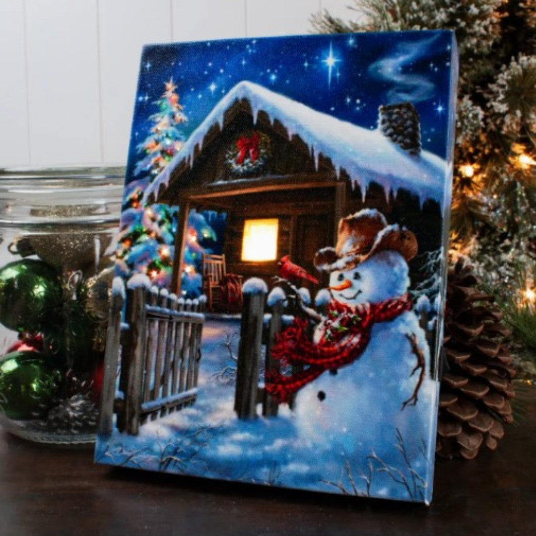 Glow Picture Christmas Cabin