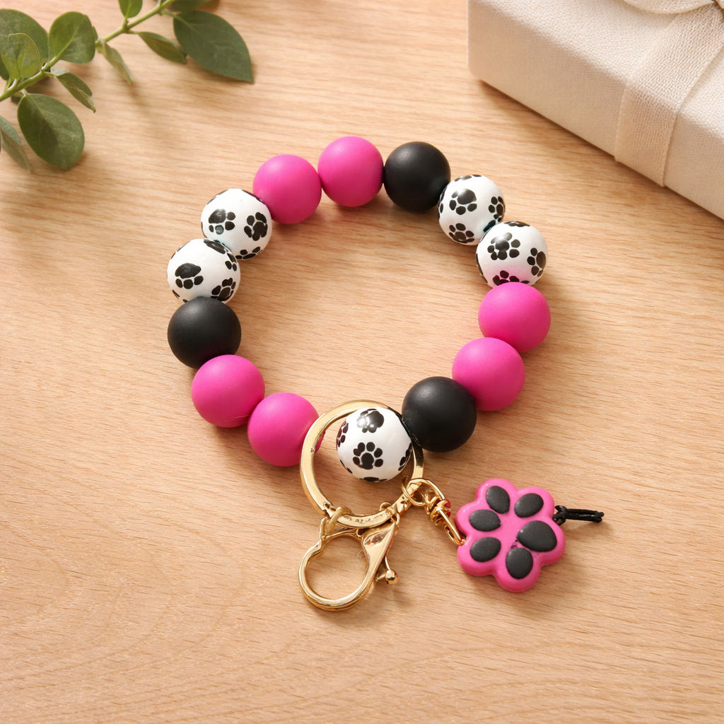 Pet Parents Silicone Wristlet Keychain Pink