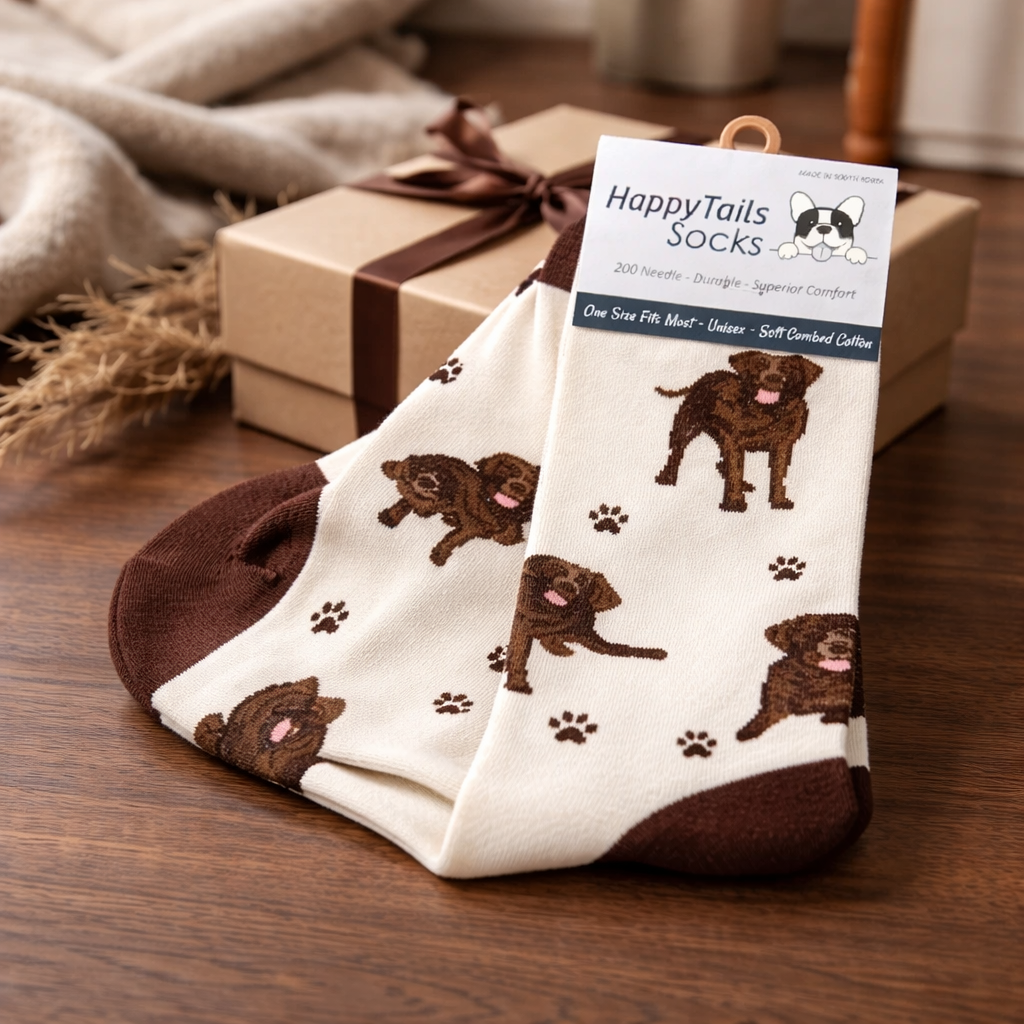 Happy Tails Unisex Socks Brown Lab