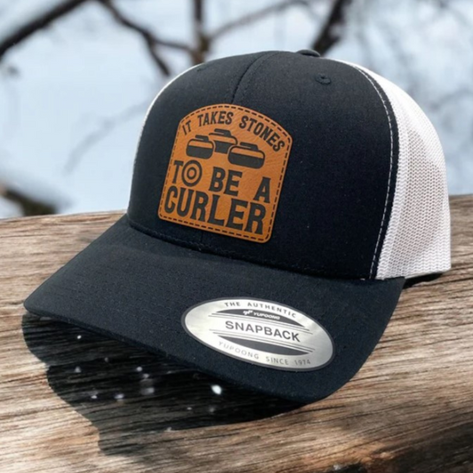 Leather Patch Hat It Takes Stones to Be a Curler