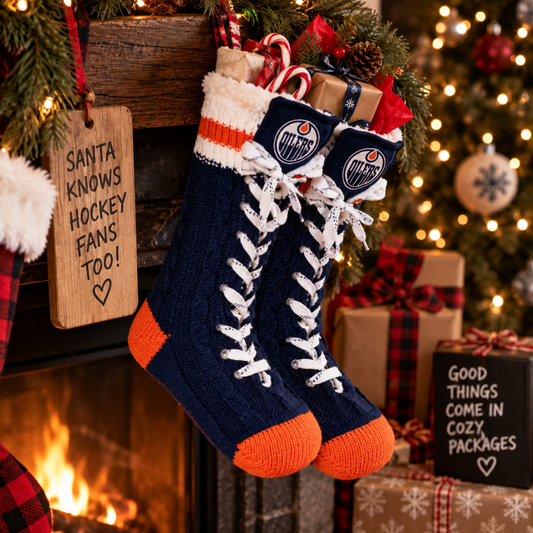 Hockey Skate Slippers Socks Edmonton Oilers