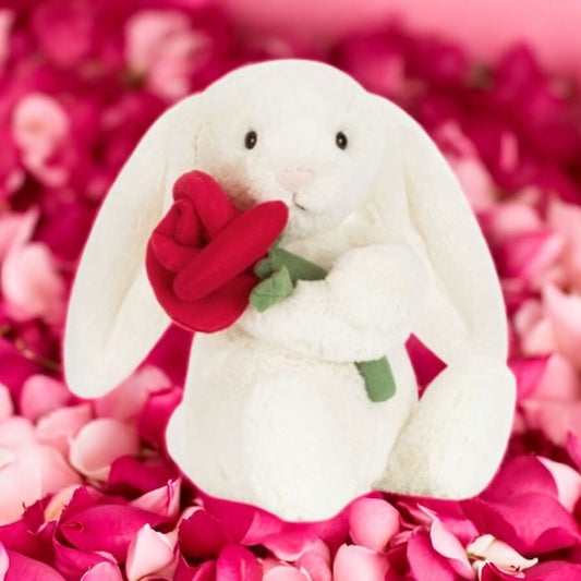 Jellycat Cream Bunny with Rose