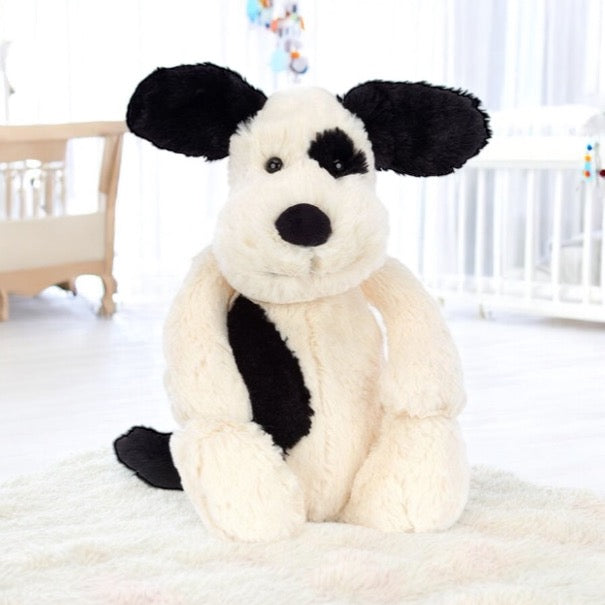 Jellycat Bashful Black & Cream Puppy Large 15