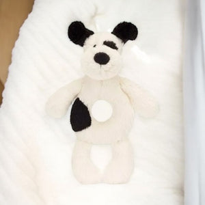 Jellycat Bashful Black & Cream Puppy Ring Rattle