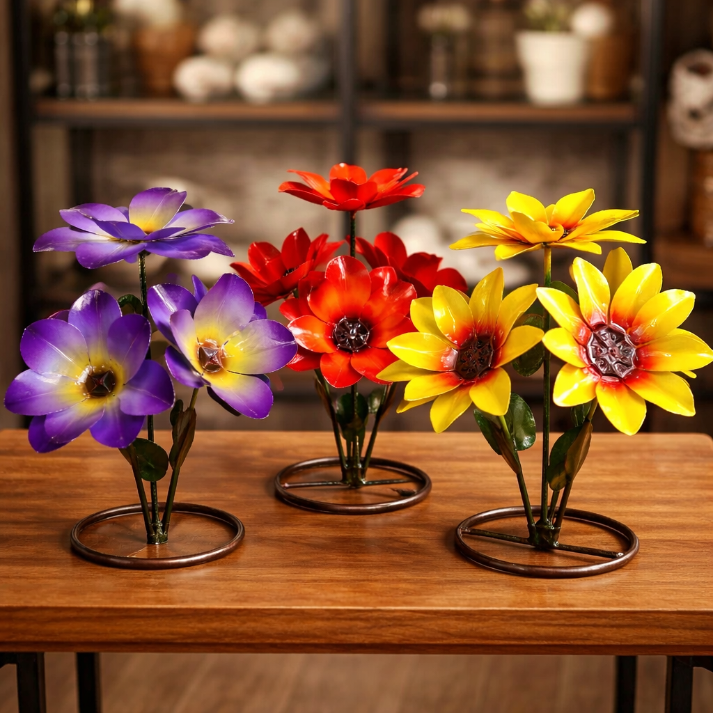 Indoor/Outdoor Metal Flowers Mini Bouquet