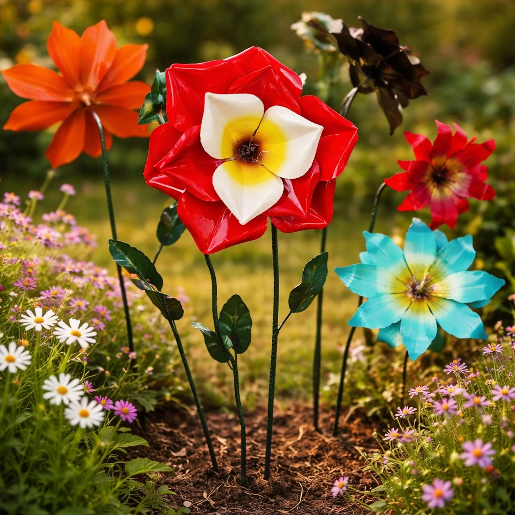 Indoor/Outdoor Individual Metal Flowers with Stem Small